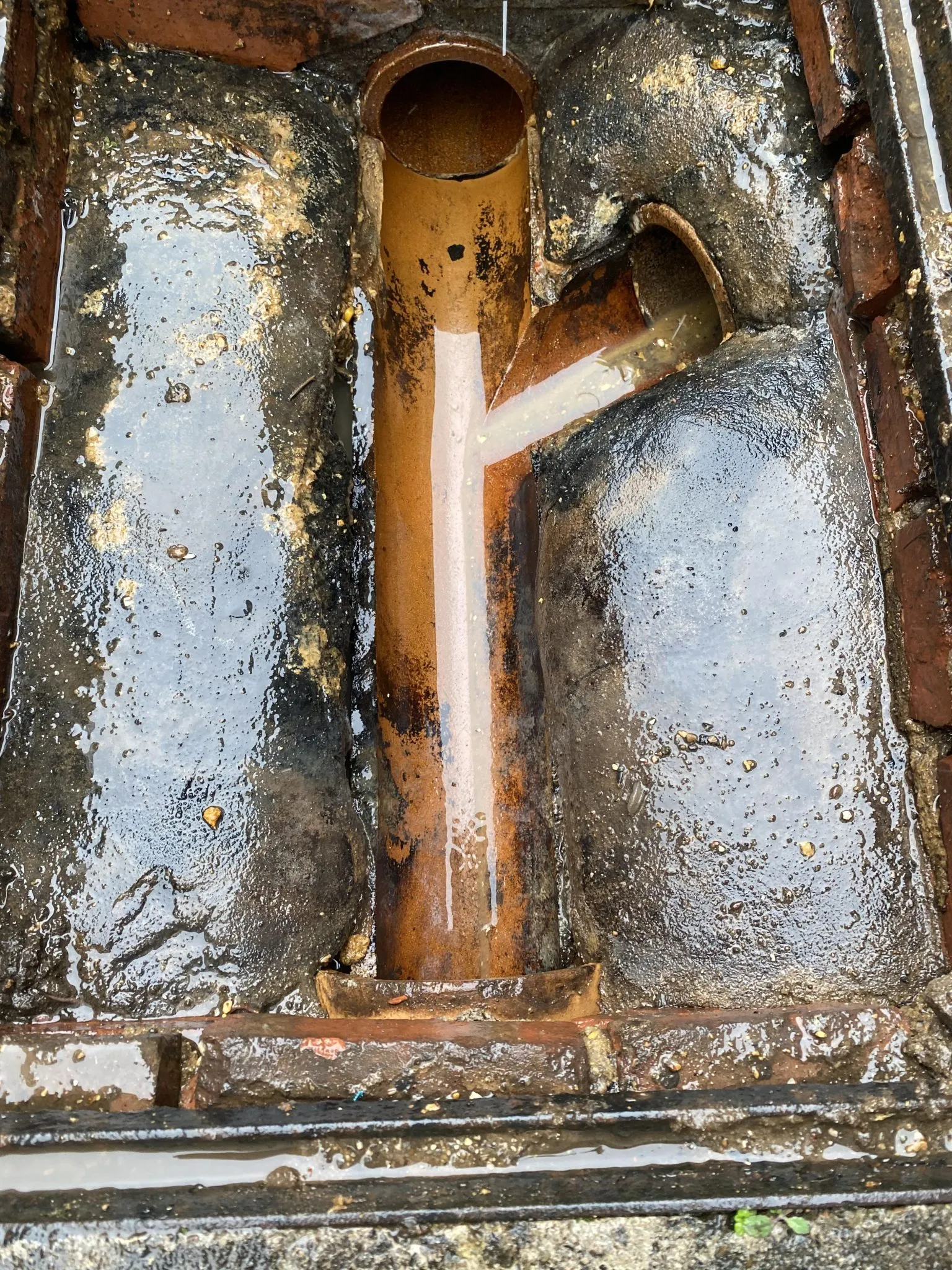 A picture of a blocked drain